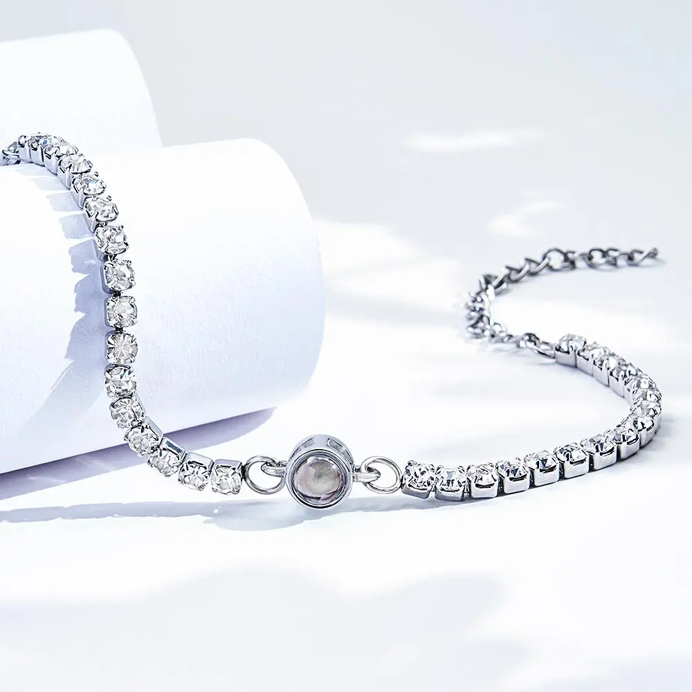 Custom Photo Projection Bracelet Fashionable All Diamonds Bracelet Gifts For Her-Blongser
