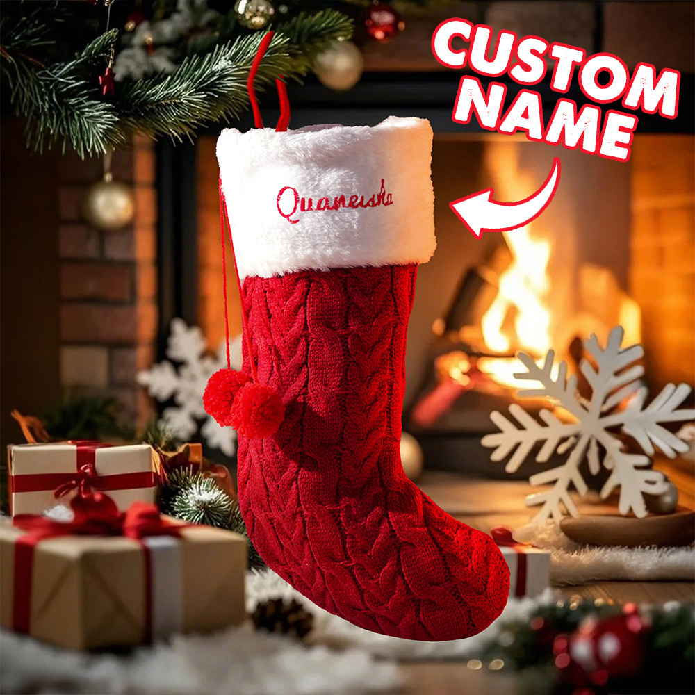 Personalized Christmas Stocking with Name Embroidery Xmas Stockings Decoration-Blongser