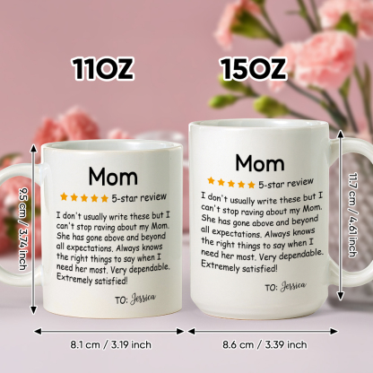 Personalized Five-Star Review Mug with Name Ceramic Coffee Mug Mother's Day Birthday Gift for Mom-Blongser