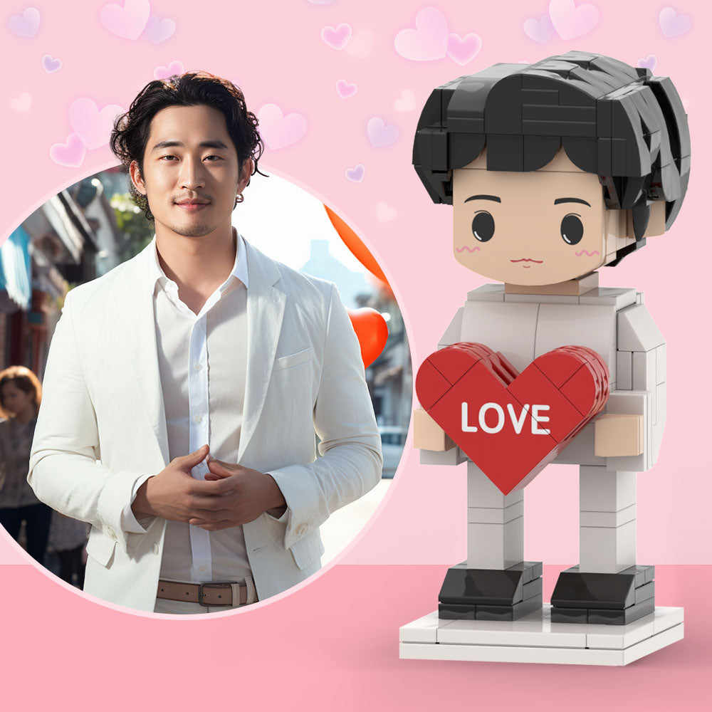 Full Body Customizable 1 Person Custom Cute Brick Figures with Heart Small Particle Block Toy-Blongser