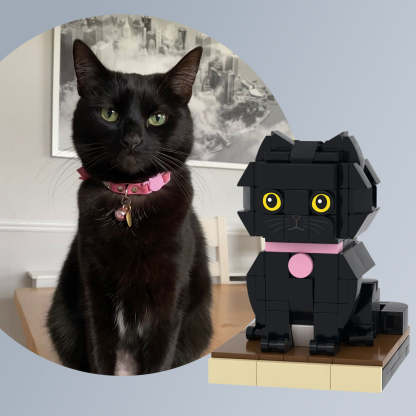 Custom Black Cat Brick Figures Fully Body Customizable 1 Cat Photo Small Particle Block Customized Cat Only-Blongser