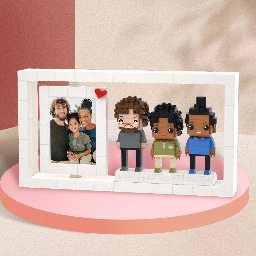 Full Body Customizable 3 People Custom Brick Figures Photo Frame Small Particle Block-Blongser