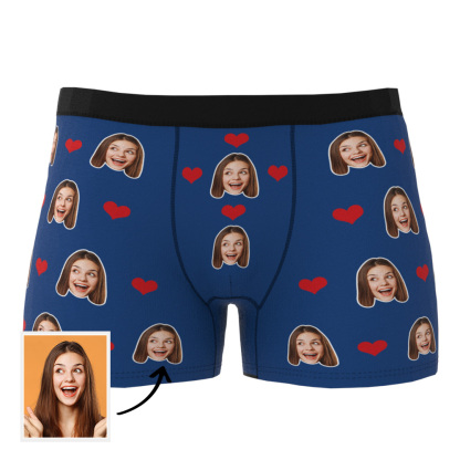 Custom Heart Face Boxer Briefs Men's Underwear-Blongser