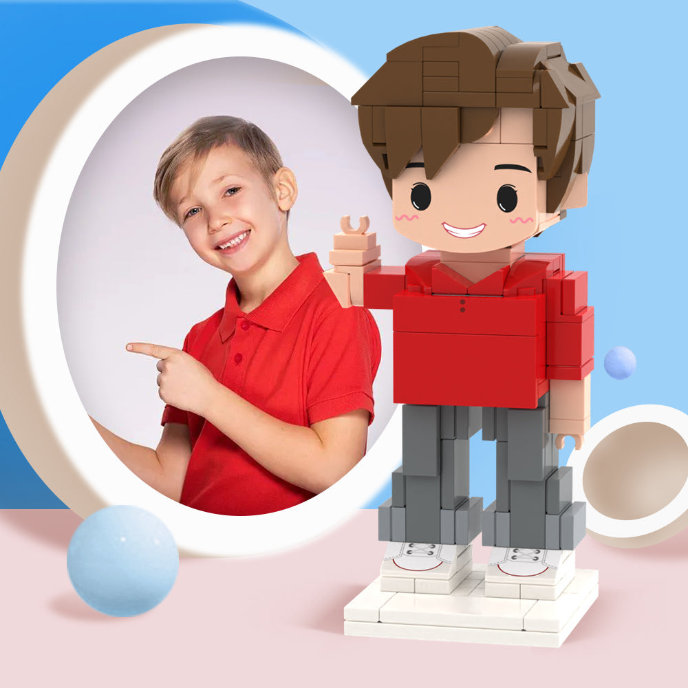 Birthday Gifts for Kids Full Body Customizable 1 Person Custom Cute Brick Figures Small Particle Block Toy-Blongser