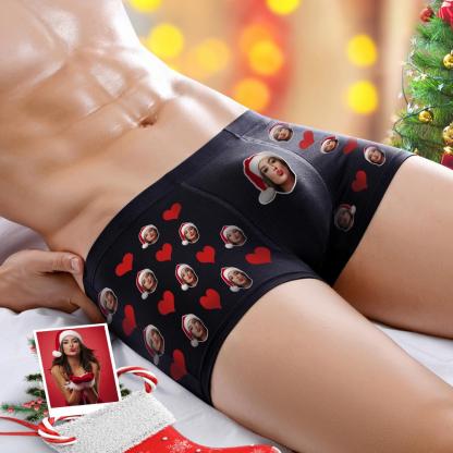 Custom Photo Boxer Men's, Heart Face Underwear - Men-Blongser