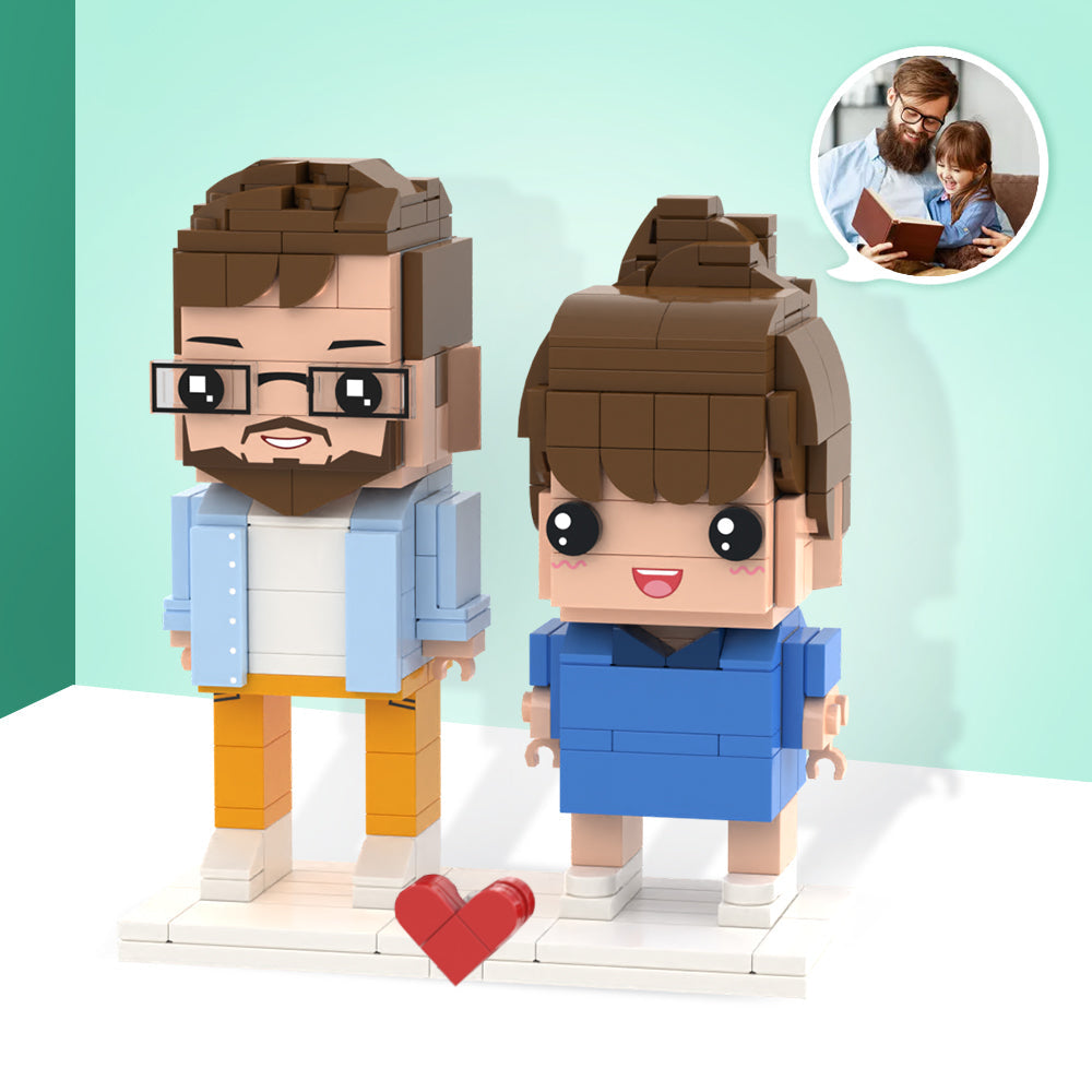 A Surprise for Dad Customizable Fully Body 2 People Custom Brick Figures-Blongser