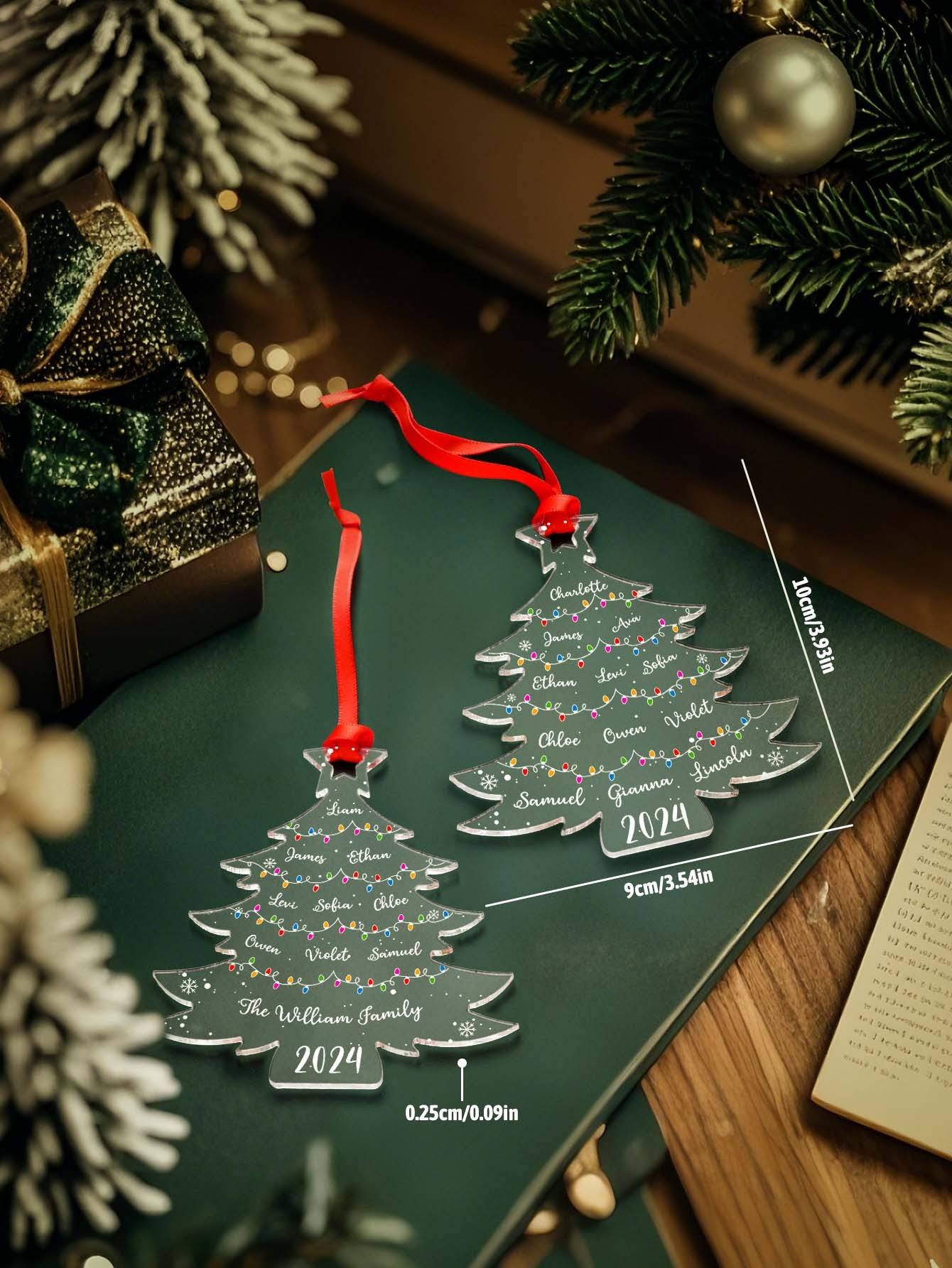 Personalized Christmas Tree Ornament with Family Names Acrylic Ornament for Christmas Gifts-Blongser