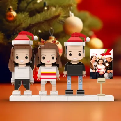 Full Body Customizable 3 People Photo Frame Custom Brick Figures Small Particle Block Perfect Christmas Gifts for Family-Blongser