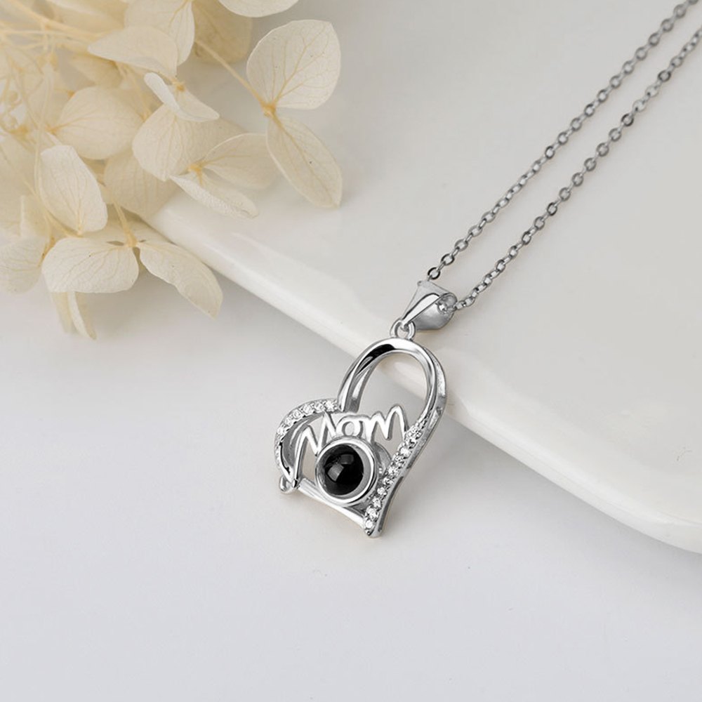 Personalized Mom Projection Heart Necklace 925 Sterling Silver-Blongser