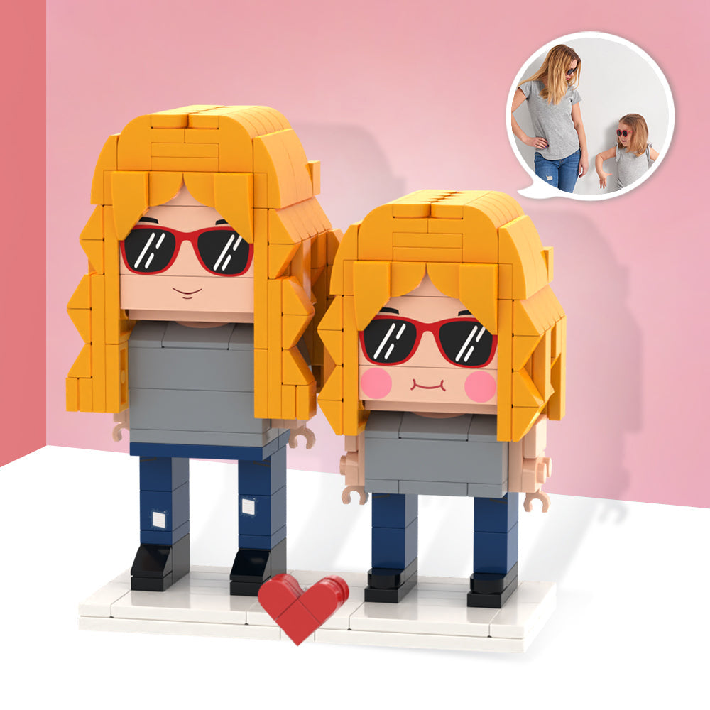 Mother's Day Gifts Customizable Fully Body 2 People Custom Brick Figures-Blongser