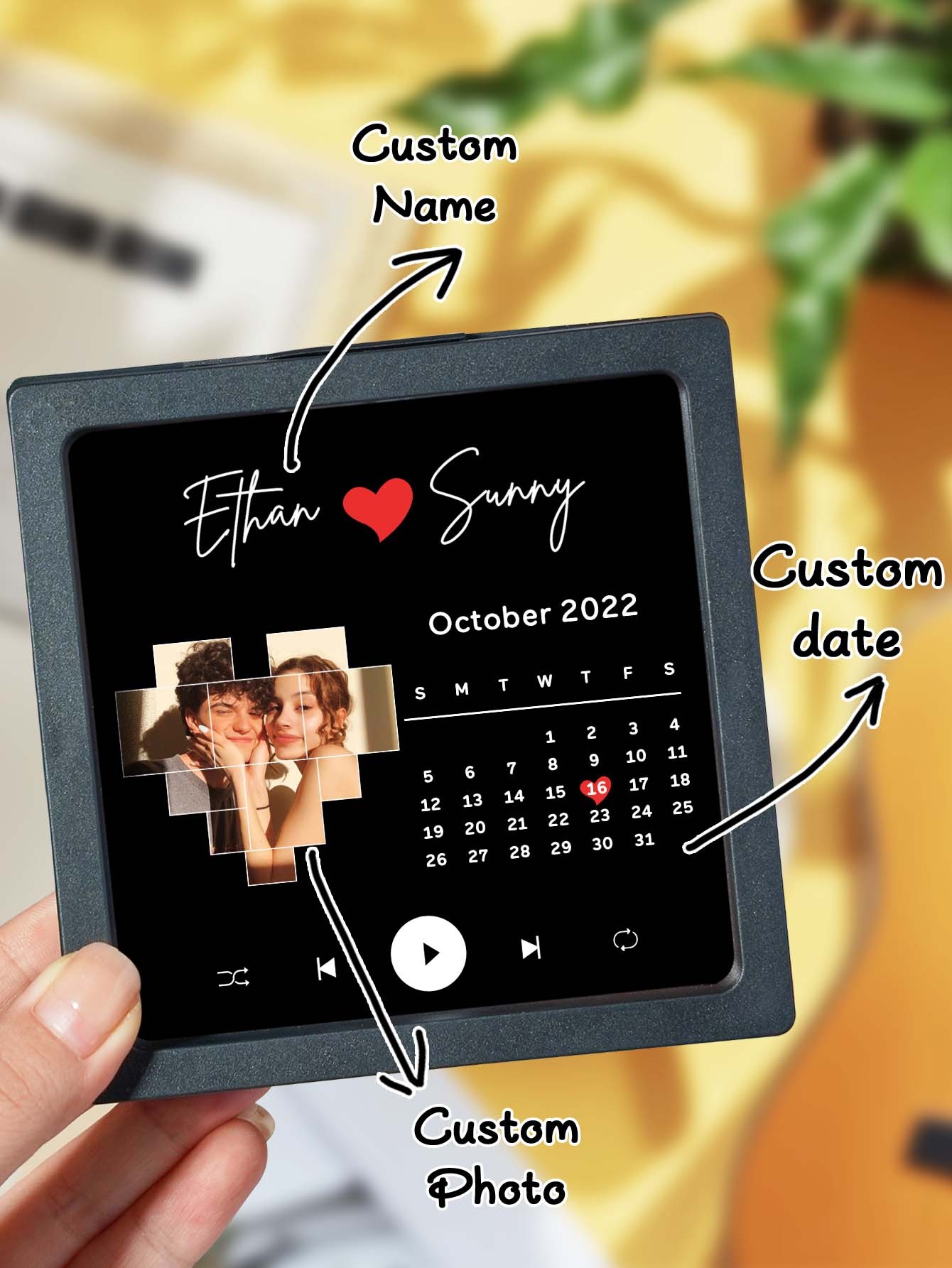 Personalized Name Photo Calendar and Music Fridge Magnet for Memorable Gifts-Blongser