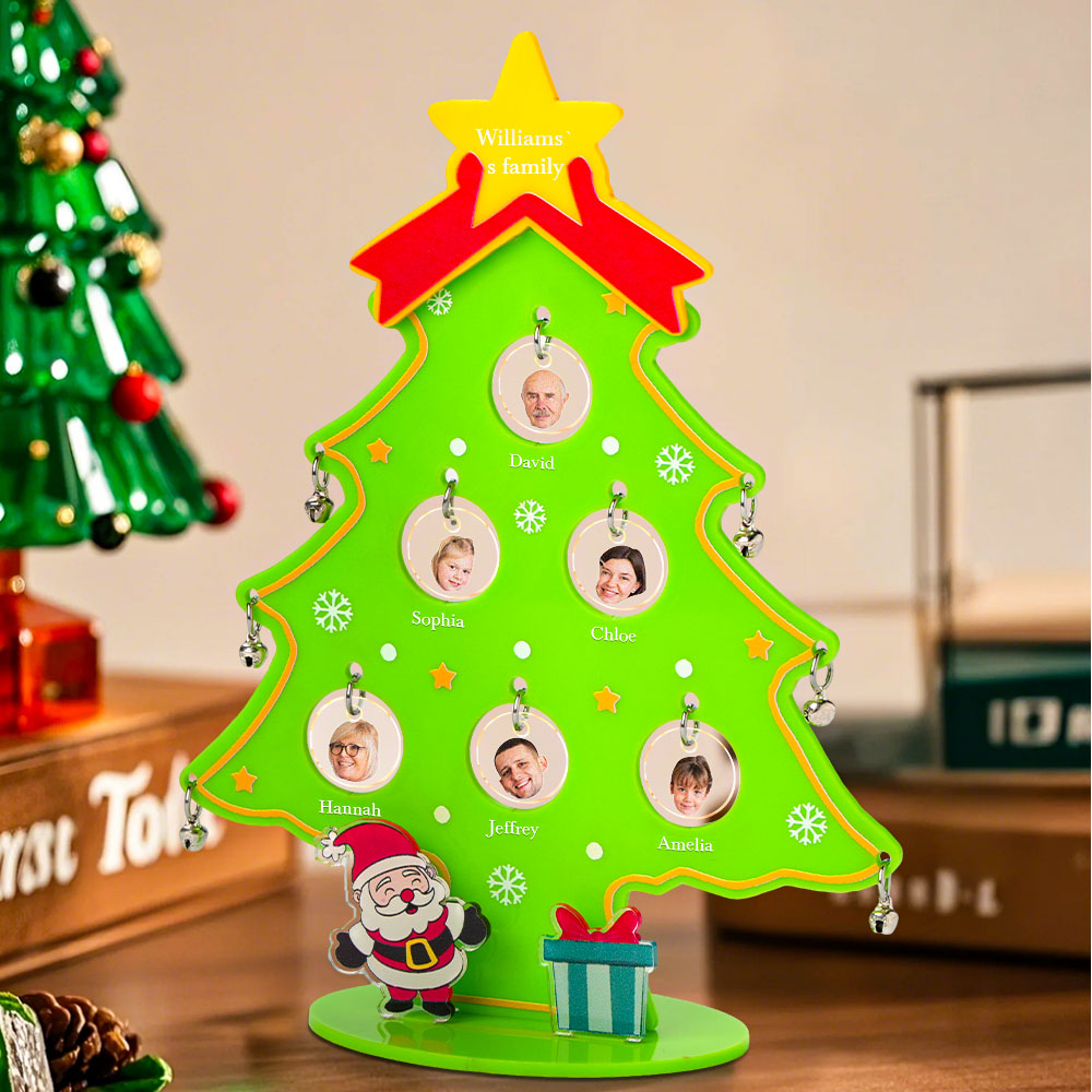 Personalized Photo Christmas Tree Ornament with Family Name Decoration for Christmas Gift-Blongser