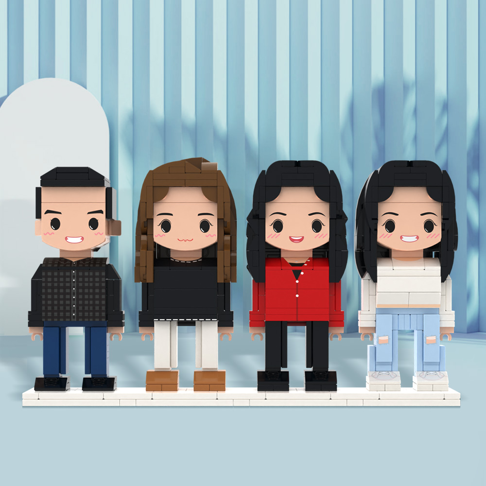 Full Body Customizable 4 People Photo Custom Cute Brick Figures Small Particle Block Perfect Christmas Gifts for Family Friends-Blongser