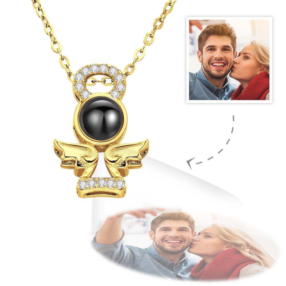 Personalized Guardian Angel Color Photo Projection Necklace-Blongser