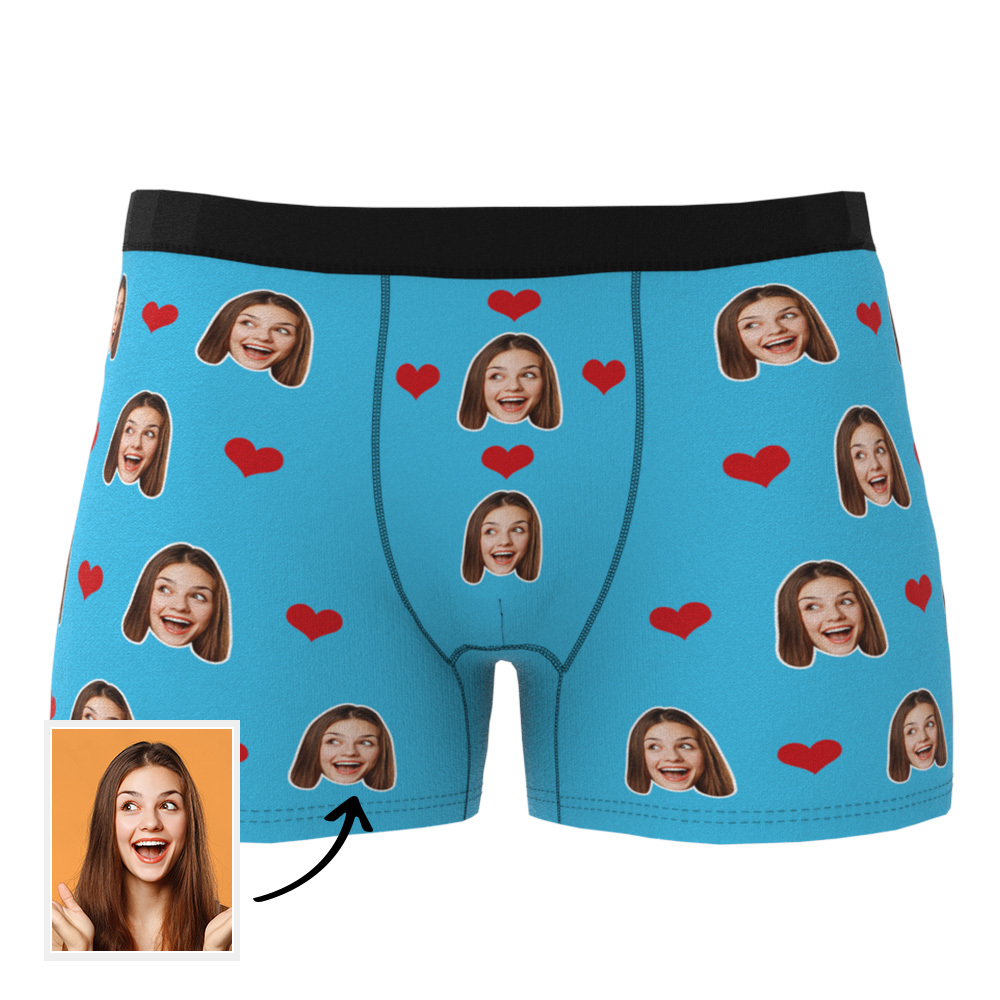 Custom Heart Face Boxer Briefs Men's Underwear-Blongser