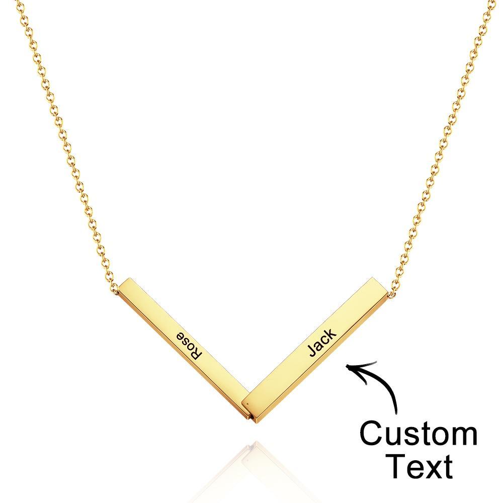 Custom Engraved Necklace Folded Bar Necklaces Unique Gift for Women-Blongser