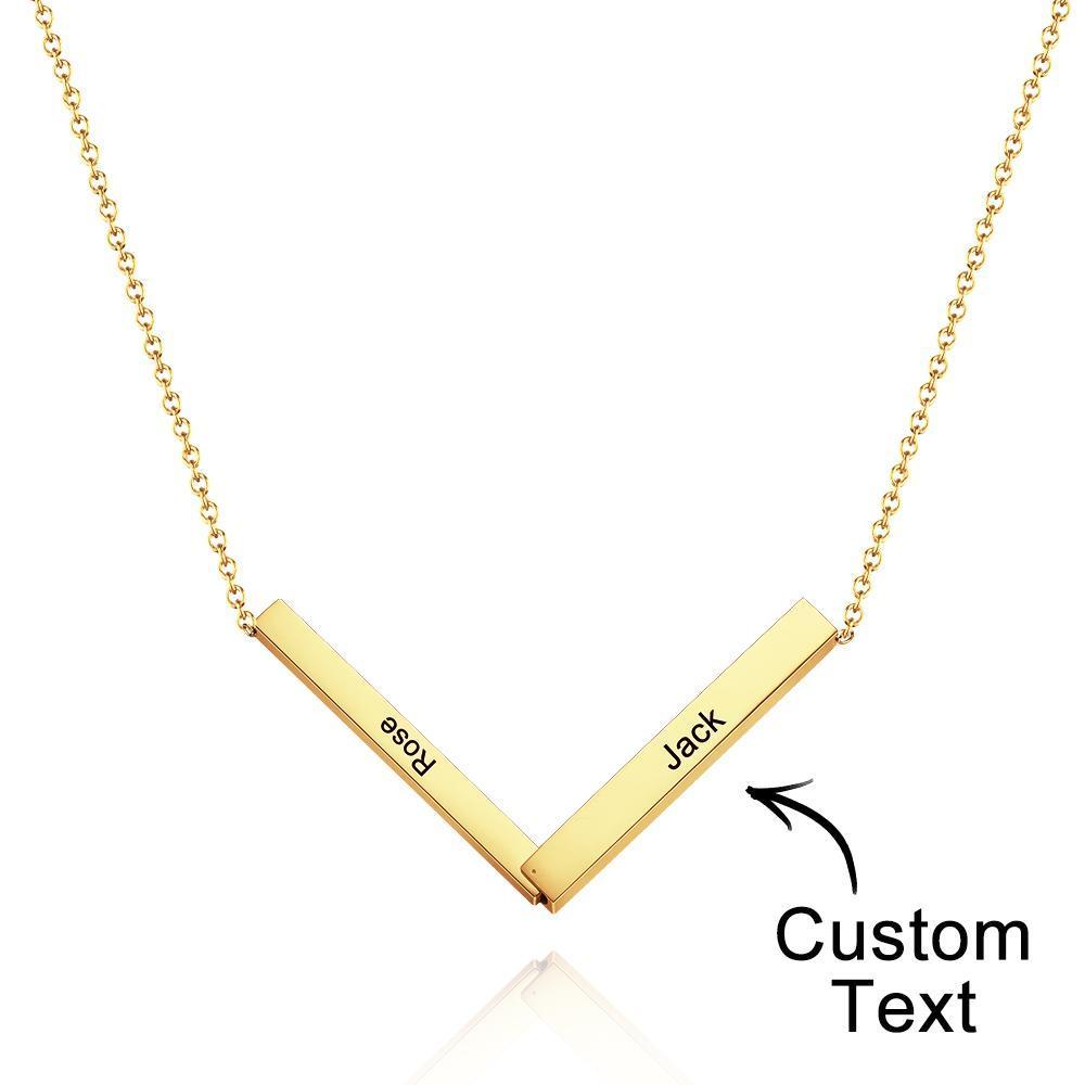 Custom Engraved Necklace Folded Bar Necklaces Unique Gift for Women-Blongser