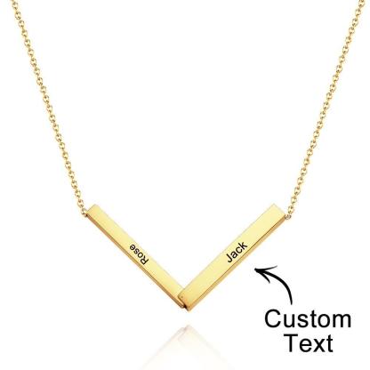 Custom Engraved Necklace Folded Bar Necklaces Unique Gift for Women-Blongser