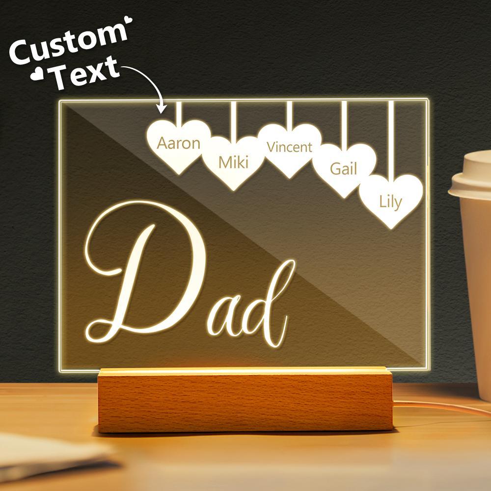 Personalized Engraved 1-5 Names Night Light Gifts For Dad-Blongser