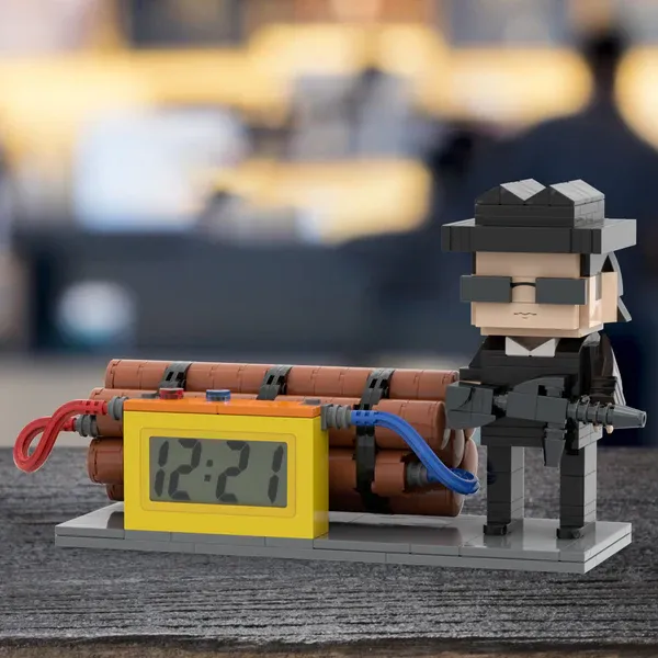 Custom Brick Figures Clock Personalized Dangerous Elements Brick Figures Clock Gifts for Him-Blongser