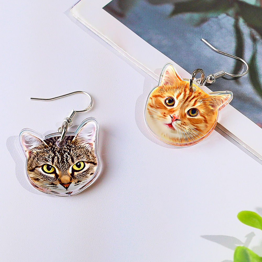 Personalized Dog Cat Portrait Earring Jewelry Birthday Gift for Pet Lovers-Blongser