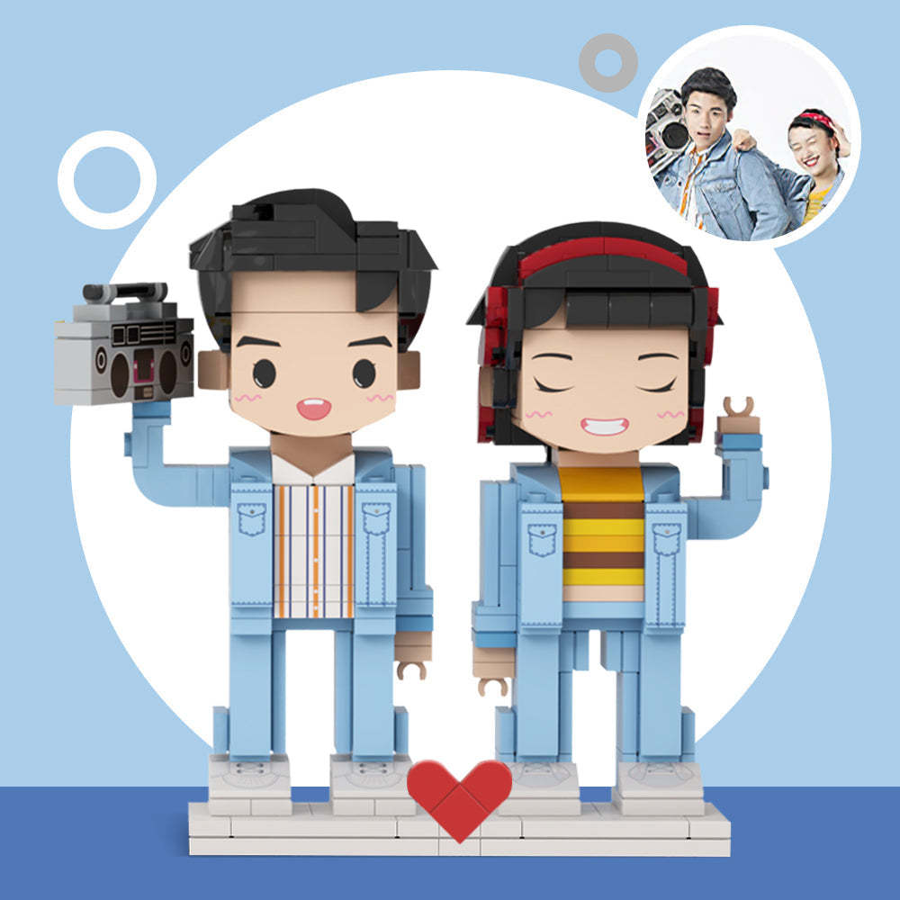 Fun Gifts Customizable Fully Body 2 People Custom Brick Figures Persanalized Cute Face Brick Figures-Blongser