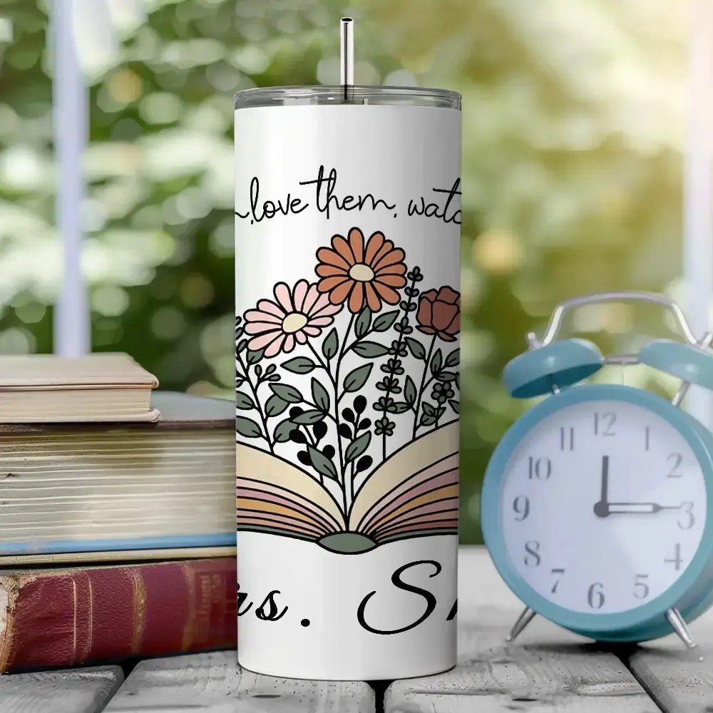 Personalized Wildflowers 20oz Name Skinny Tumbler with Straw Appreciation Gift for Teacher Back to School Gift-Blongser