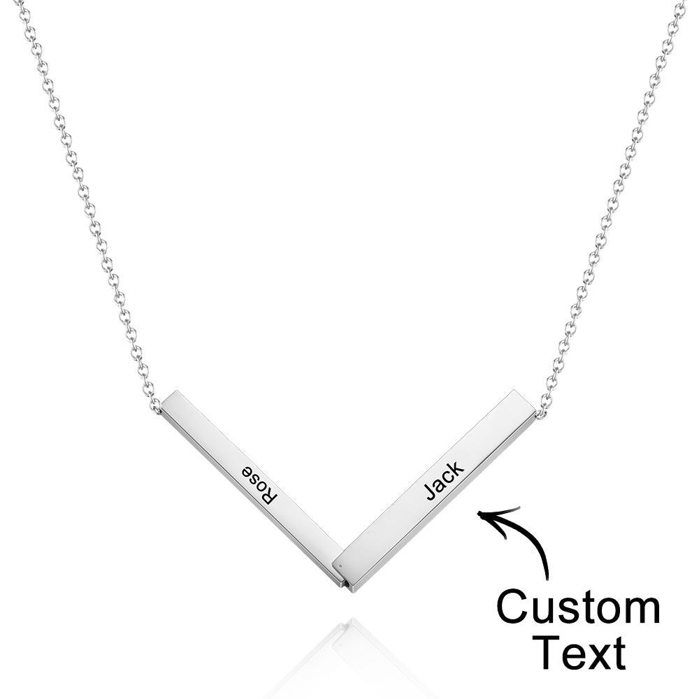 Custom Engraved Necklace Folded Bar Necklaces Unique Gift for Women-Blongser