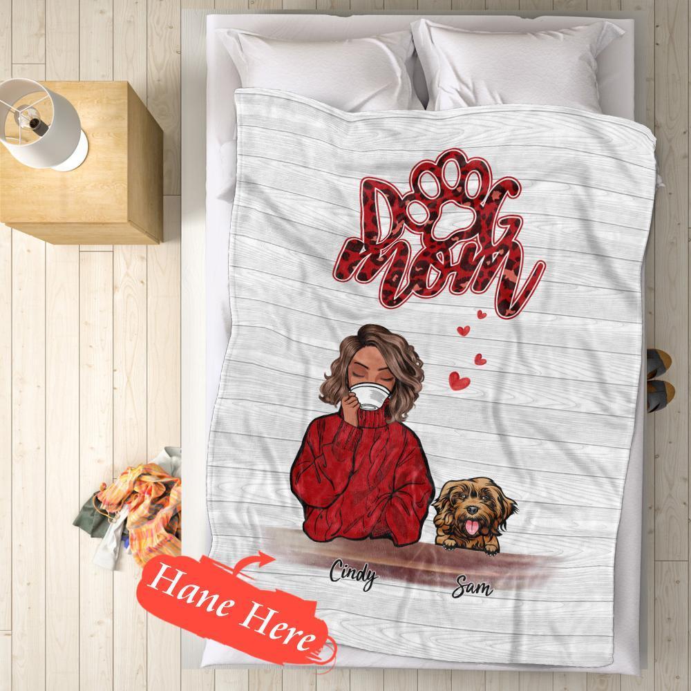 Personalized Name Dog Mom Fleece Blanket - Choose Number Of Pets-Blongser