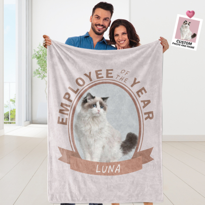 Custom Photo Blanket Employee of the Year Funny Pet Blanket with Name-Blongser
