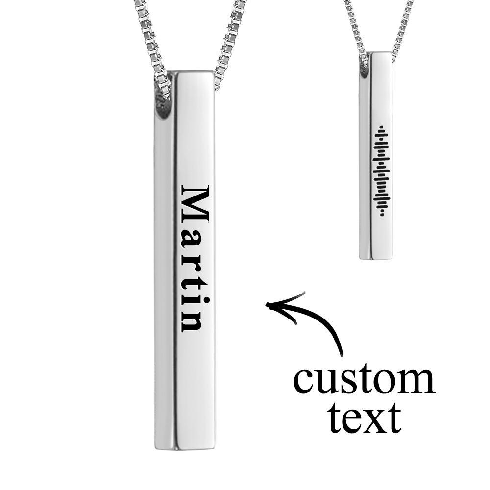 Engraved Text Scannable Code Music 3D Vertical Bar Necklace-Blongser