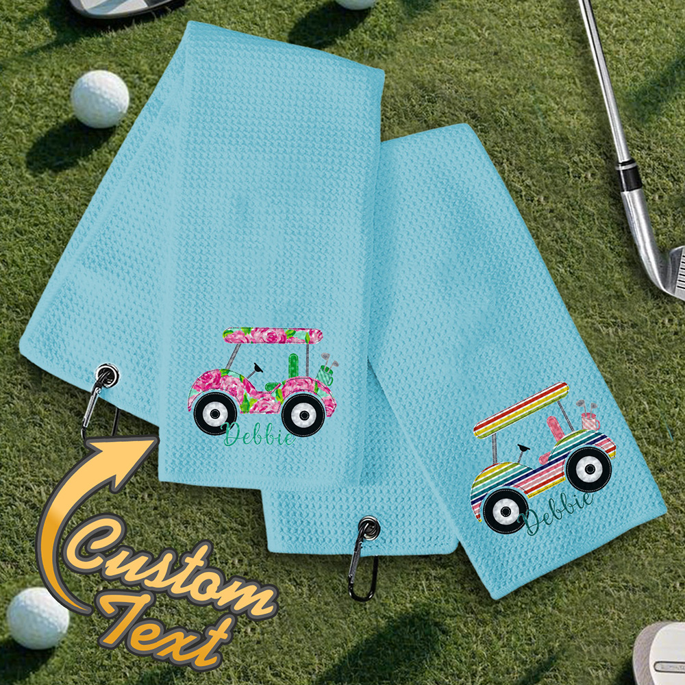 Personalized Golf Towel with Name Hanging Clip Golf Cart Towel Gift for Golf Lovers-Blongser