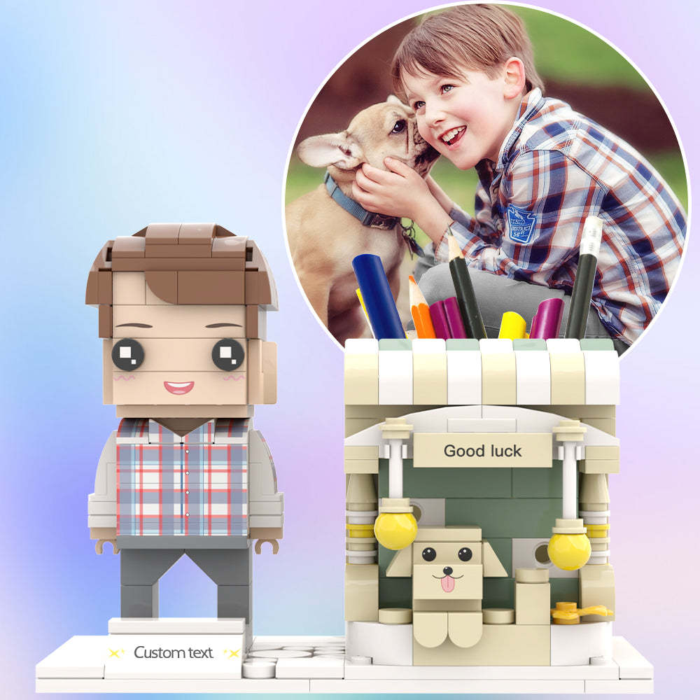 Custom Brick Figures Pen Holder Personalized Brick Figures and Pen Holder Pet Pen Holder-Blongser