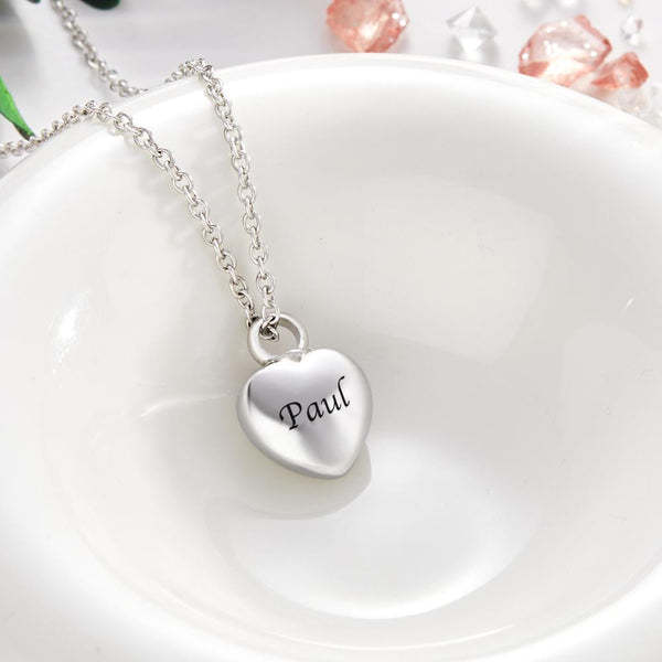 Custom Engraved Necklace Mini Heart Urn Pendant Necklace for Ashes-Blongser