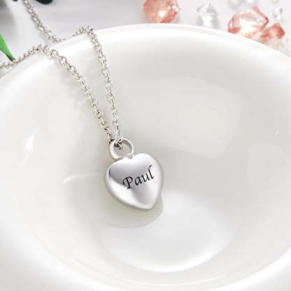 Custom Engraved Necklace Mini Heart Urn Pendant Necklace for Ashes-Blongser