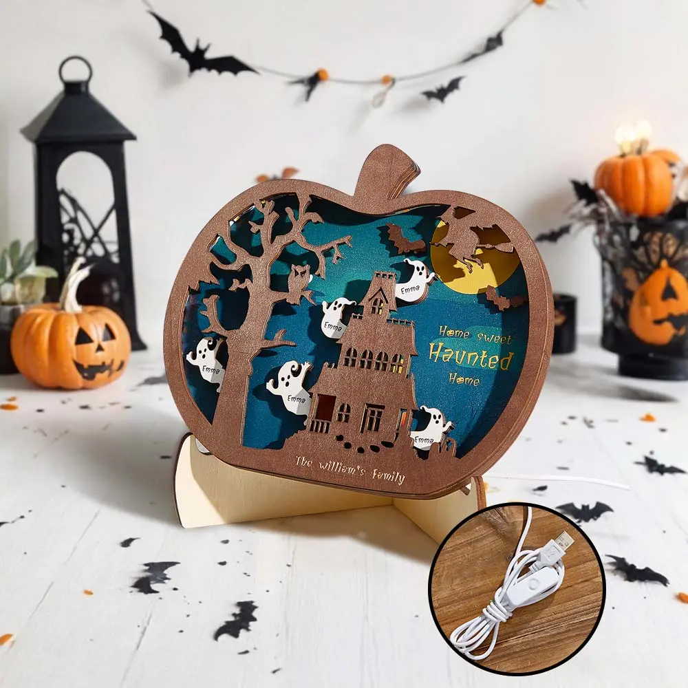 Personalized Halloween Light with Family Name Halloween Decorations Night Light Gifts for Family-Blongser