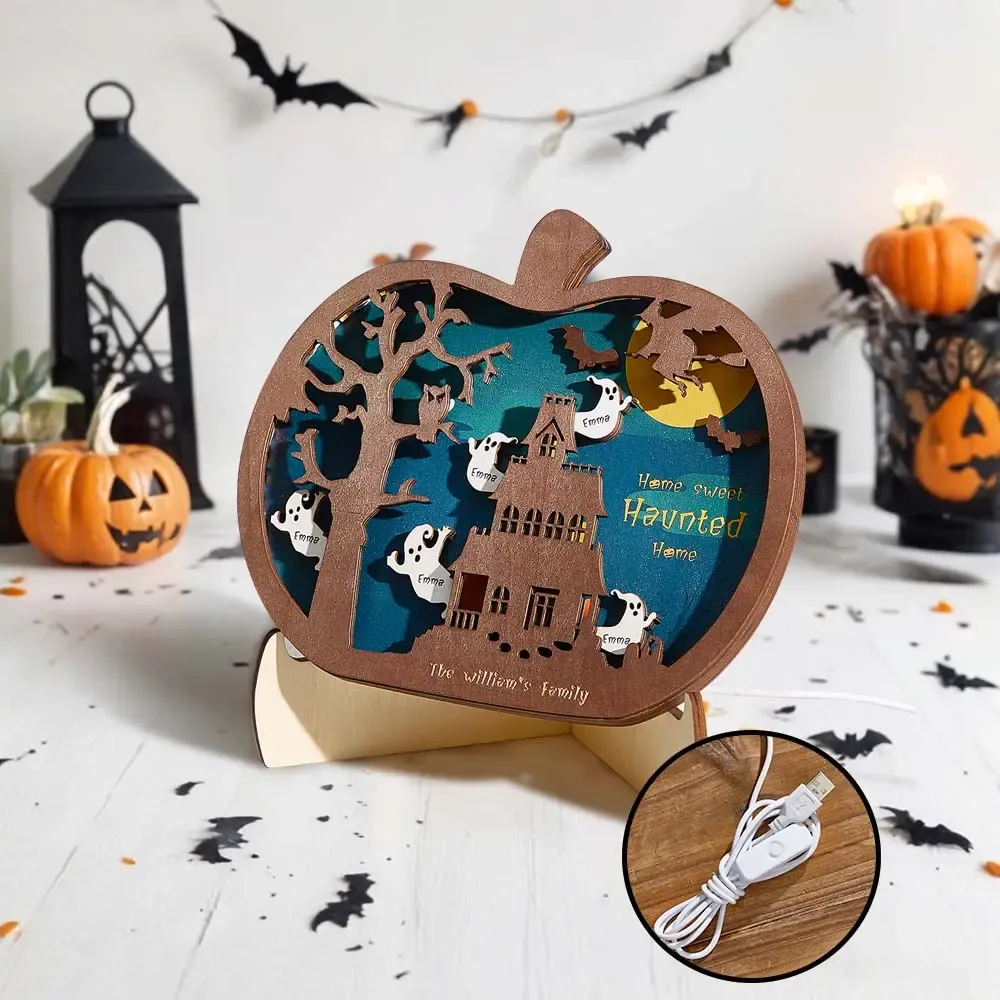 Personalized Halloween Light with Family Name Halloween Decorations Night Light Gifts for Family-Blongser