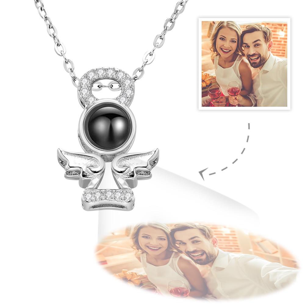 Personalized Guardian Angel Color Photo Projection Necklace-Blongser