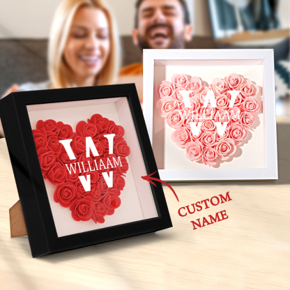Customized Name Flower Shadow Box Personalized Shadowbox Frame-Blongser