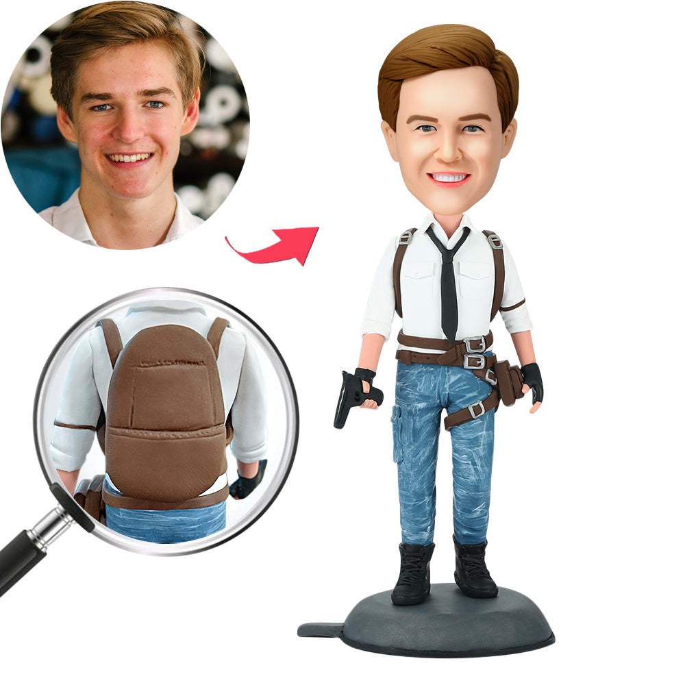 PUBG Male Lead Custom Bobblehead With Engraved Text-Blongser
