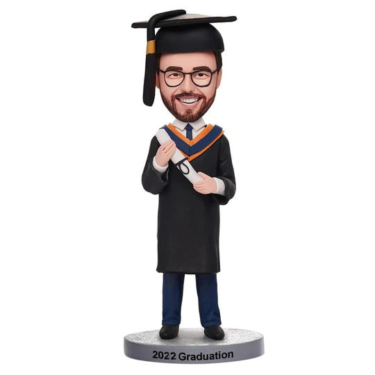 Custom Graduation Man Bobbleheads With Engraved Text-Blongser