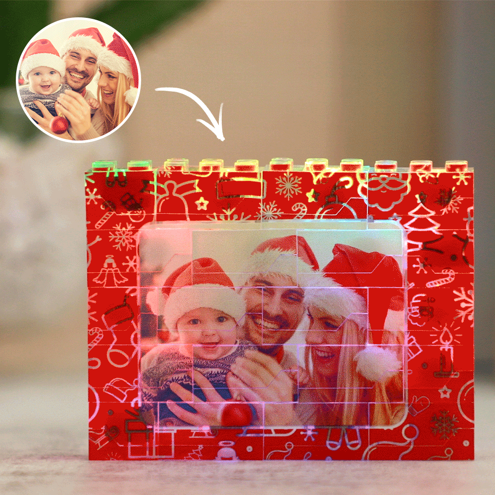 Custom Photo Building Brick Light Up Building Bricks Multicolor LED Light Brick Gift for Him-Blongser