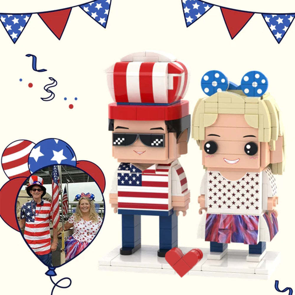 Independence Day Commemorative Gift Full Custom 2 People Brick Figures Custom Brick Figures Small Particle Block Toy-Blongser