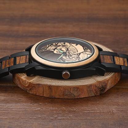Personalized Engraved Photo Watch with Wood Strap 45mm-Blongser