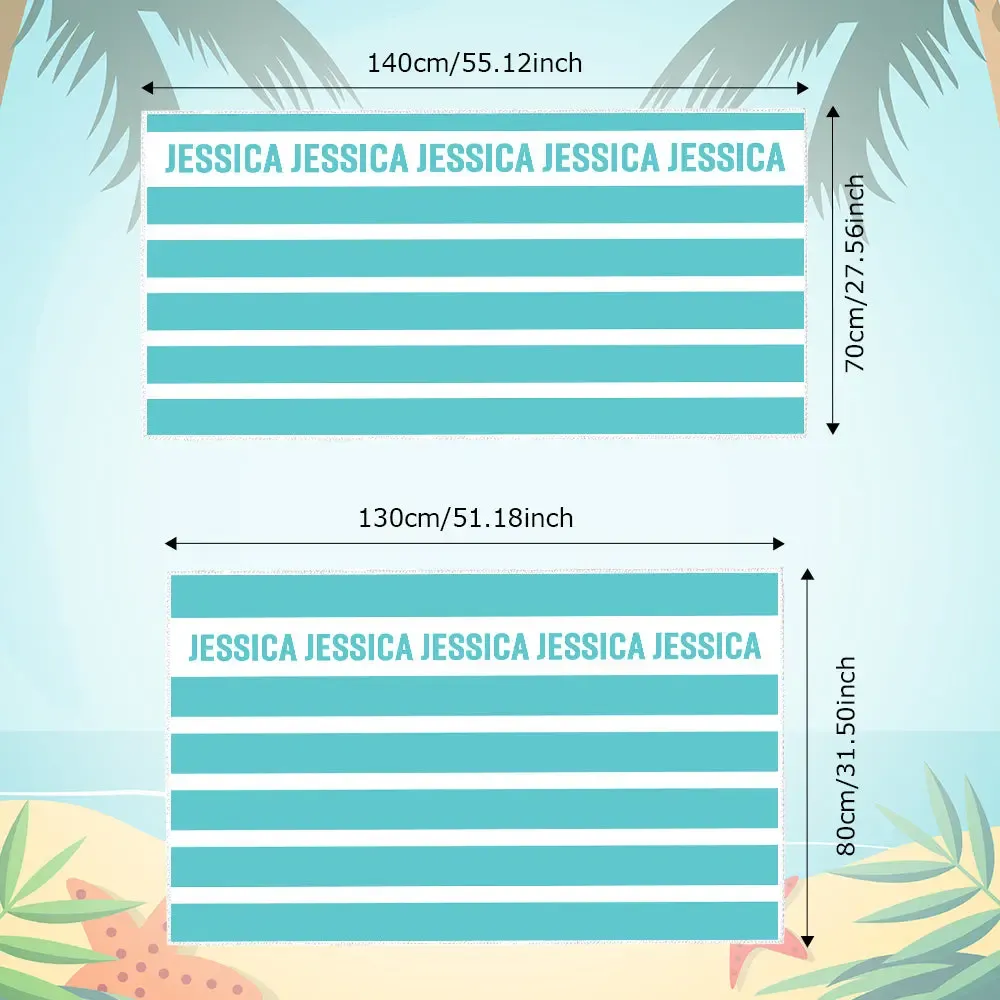 Personalized Stripe Beach Towel with Name Beach Accessories Gift for Family Kids-Blongser