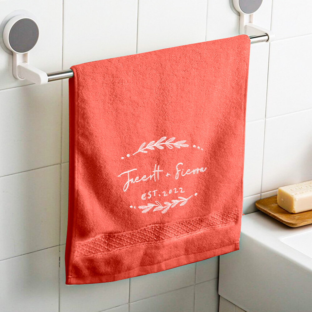 Personalized Name and Date Towel Custom Embroidered Towels for Anniversary-Blongser