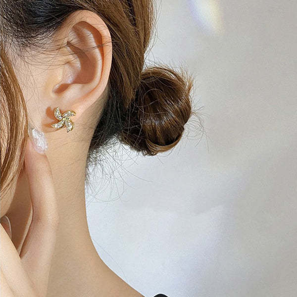 Rotating Small Windmill Stud Earrings-Blongser