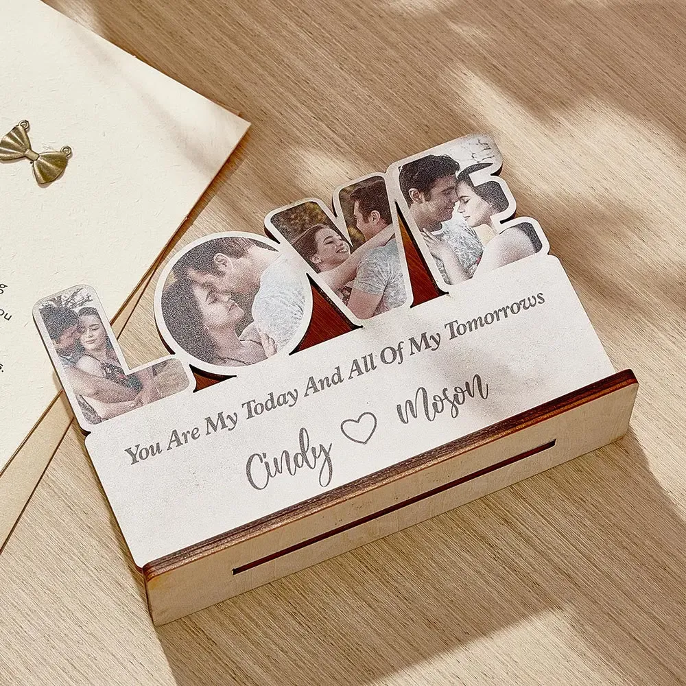 Custom Love Wooden Plaque Personalized Photo Love Sign Home Decoration Gifts for Couples-Blongser
