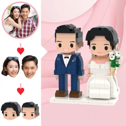 Wedding Gifts Western Style Wedding Cute Face Brick Figures Customizable Head 2 People Custom Brick Figures-Blongser