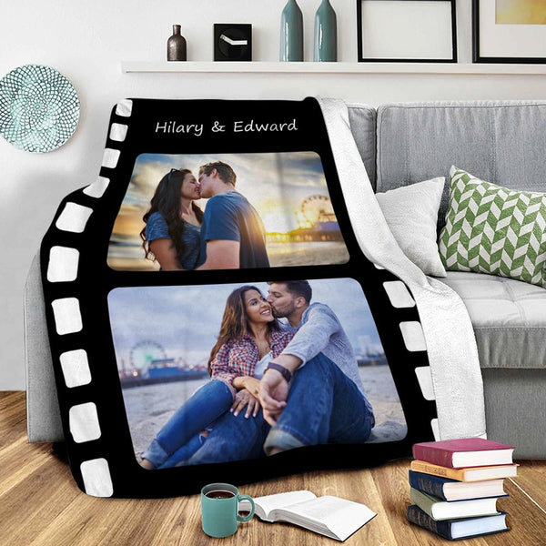 Custom Photo Fleece Flannel Blanket with Text-Blongser